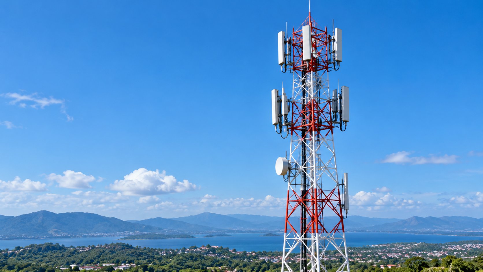Self-supporting telecommunications tower — illustrative image